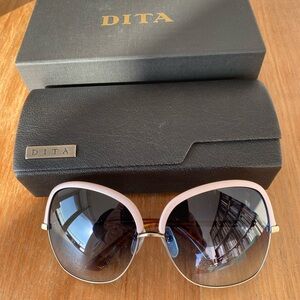 Authentic Dita pink rimmed oversized sunglasses